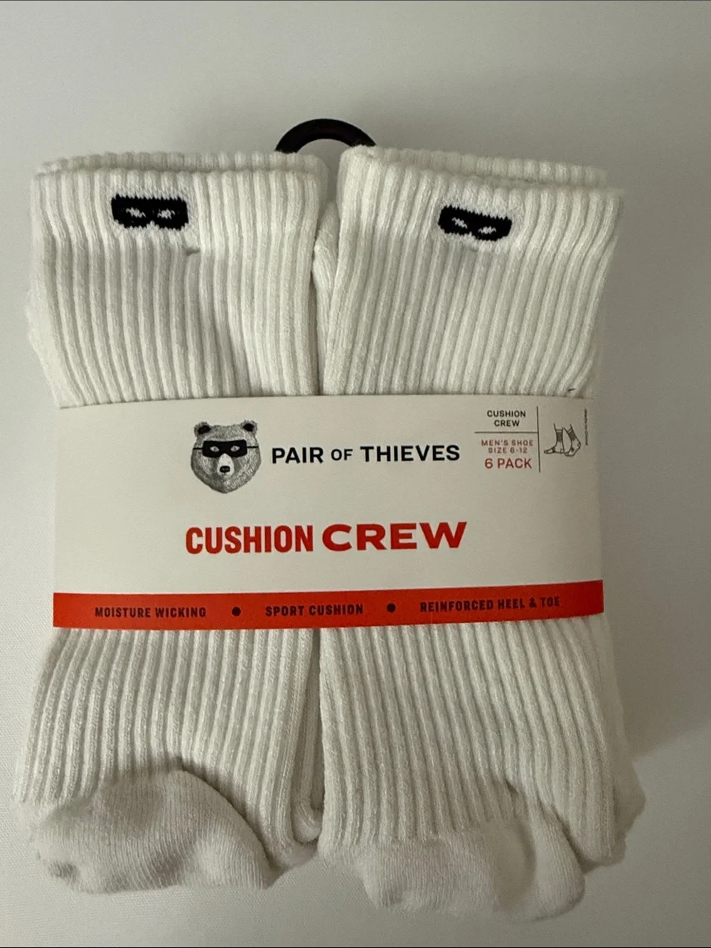 Pair of Thieves Cushion Crew Athletic Socks — White